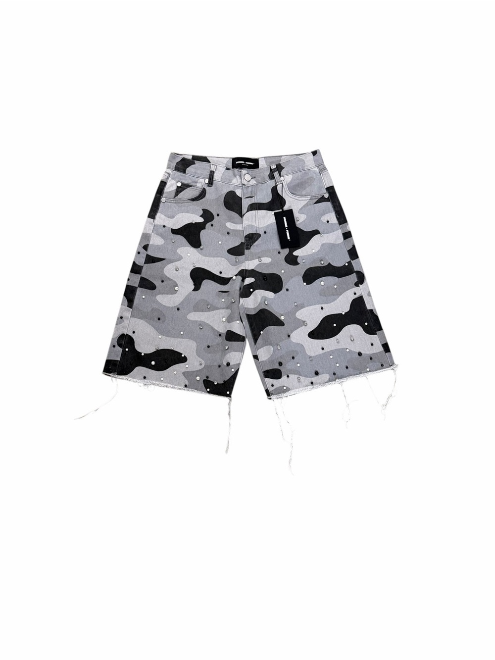 Homme + Femme Gemstone Snow Camo Denim Shorts